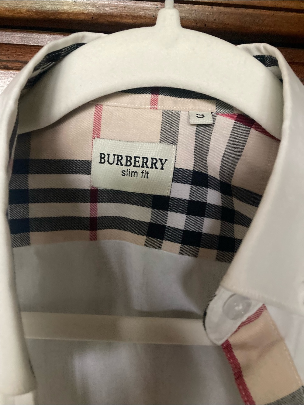 Burberry White Button-Up with Nova Check Trim - Picture 2 of 8